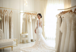 Elegant luxury bridal attire with lace details, perfect for your special day and modest style inspiration