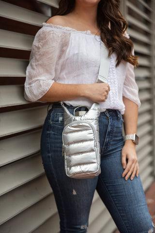 Silver Shiny HydroBag® with Solid Silver Strap