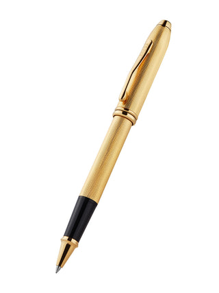 Townsend® Polished 23KT GoldPlated Engraved Diamond Pattern with 23KT GoldPlated Appointments Selectip® Rollerball Pen - By Baano