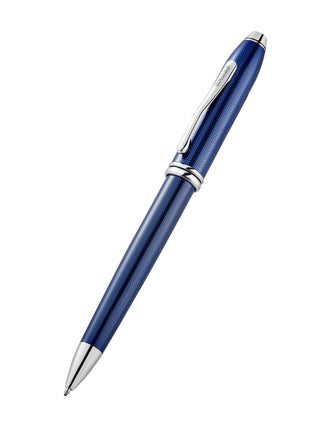 Townsend® Polished Translucent Cobalt Blue Engraved Diamond Pattern with Polished Chrome Appointments Ballpoint Pen - By Baano