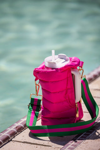HydroBag® Handle™ - Bright Pink with Pink and Green Striped Strap