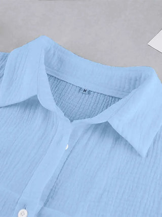 Texture Button Up Long Sleeve Shirt and Pants Set - By Baano