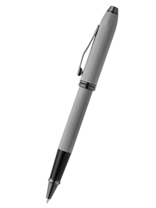 Townsend® Polished Slate Gray Engraved Diamond Pattern with Slate Gray PVD Appointments Selectip® Rollerball Pen - By Baano