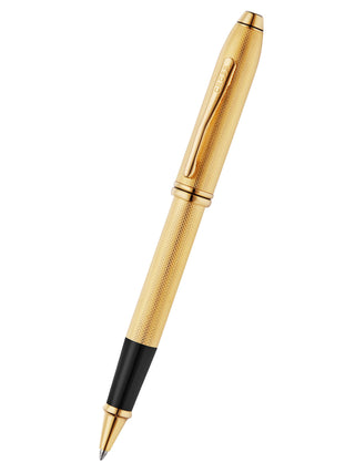 Townsend® Polished 23KT GoldPlated Engraved Diamond Pattern with 23KT GoldPlated Appointments Selectip® Rollerball Pen - By Baano
