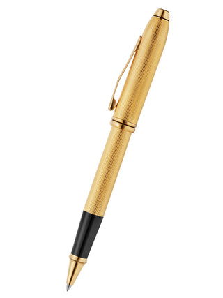 Townsend® Polished 23KT GoldPlated Engraved Diamond Pattern with 23KT GoldPlated Appointments Selectip® Rollerball Pen - By Baano