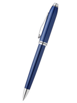 Townsend® Polished Translucent Cobalt Blue Engraved Diamond Pattern with Polished Chrome Appointments Ballpoint Pen - By Baano