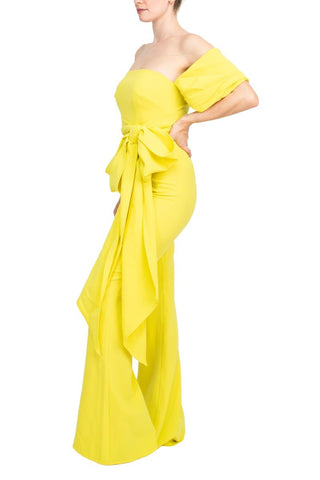 Jovani Off The Shoulder Scuba Crepe Prom Jumpsuit - Glamourous Grace