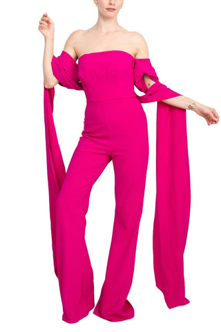 Jovani Off The Shoulder Scuba Crepe Prom Jumpsuit - Glamourous Grace