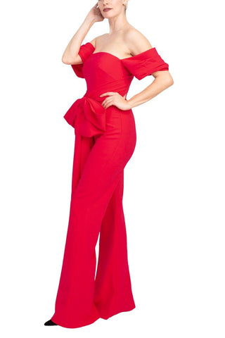 Jovani Off The Shoulder Scuba Crepe Prom Jumpsuit - Glamourous Grace