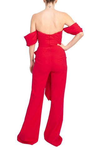 Jovani Off The Shoulder Scuba Crepe Prom Jumpsuit - Glamourous Grace