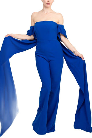 Jovani Off The Shoulder Scuba Crepe Prom Jumpsuit - Glamourous Grace