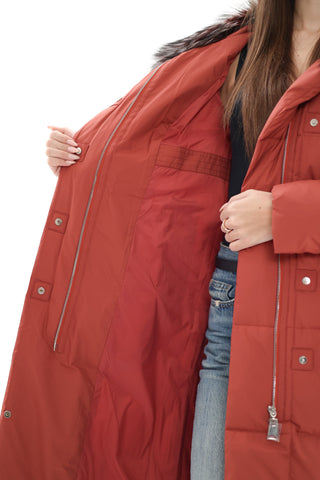 Genuine Silver Fox Fur Trim Down Coat