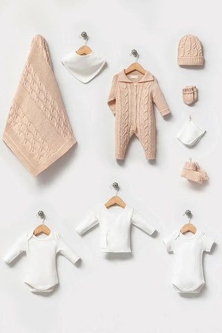 Axel Beige Newborn Coming Home Outfit (10 Pcs) - By Baano