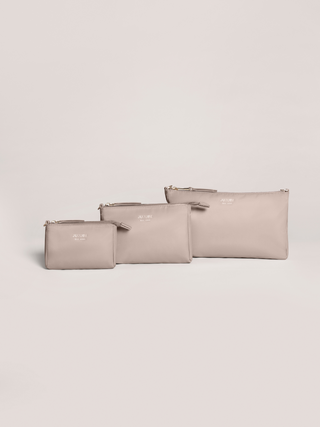 3-Piece Pouch Clutch Purse Set - Taupe - By Baano