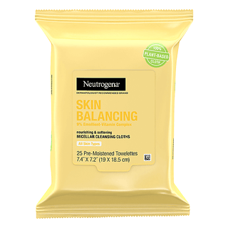 Neutrogena Skin Balancing Micellar Cleansing Cloths Makeup Remover Wipes, Nourishing Wipes With 100% Plant-Based Fibers, Vitamin E & Pro-Vitamin B5, Paraben-Free, Hypoallergenic