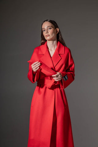 Chester Premium Wool Cashmere Coat in Sicily Red