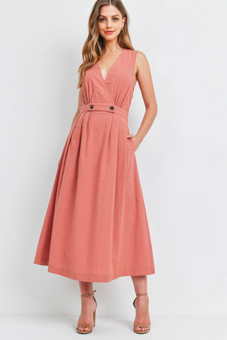 Linen Sleeveless Midi Dress