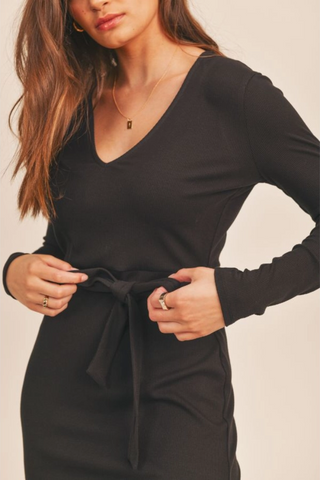 Ribbed Slits Midi Dress