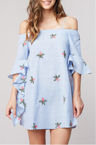 Ruffles Floral Embroidered Dress