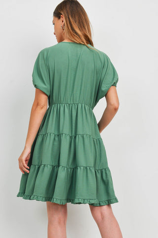 Tiered Green Dusty Dress