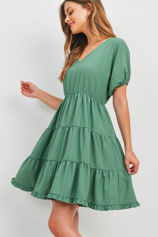 Tiered Green Dusty Dress