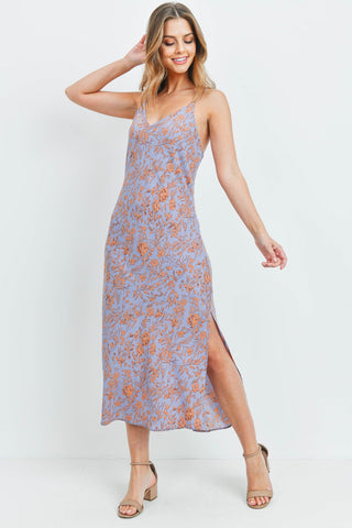 Lavender Floral Midi Dress
