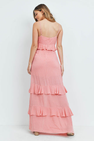 Ruffles Peach Tiered Maxi Dress