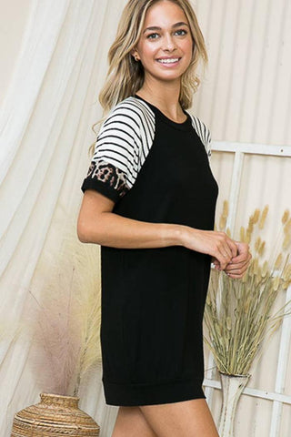 Solid Mini Dress With Color Block