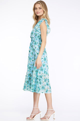 Ruffled Floral Print Woven Mini Dress