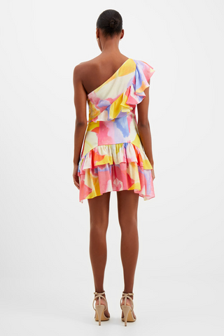 Isadora Faron One Shoulder Printed Mini Dress- Summer Multi