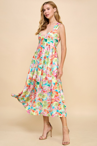 S/L Floral Midi Dress