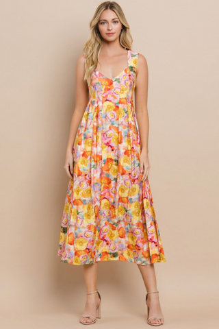 S/L Floral Midi Dress
