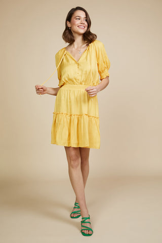 Solid Tiered Above Knee Dress