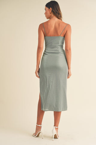 Lurex Cowl Neck Midi Dress
