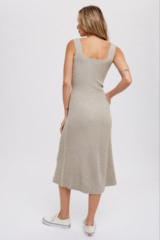 Ribbed Knit Fabric Midi Dress