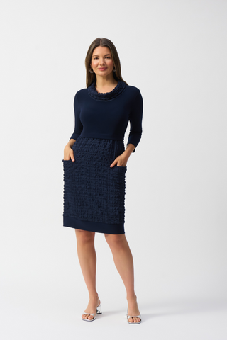 Jacquard And Silky Knit Cocoon Dress