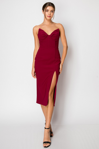 Strapless Corset Midi Dress