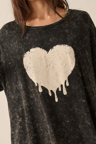 Vintage Wash Melting Heart Valentine's Tee Mini Dress