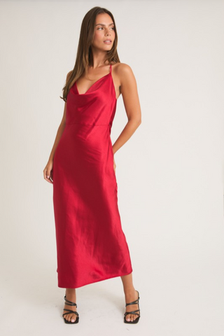 Halter Cowl Neck Midi Dress