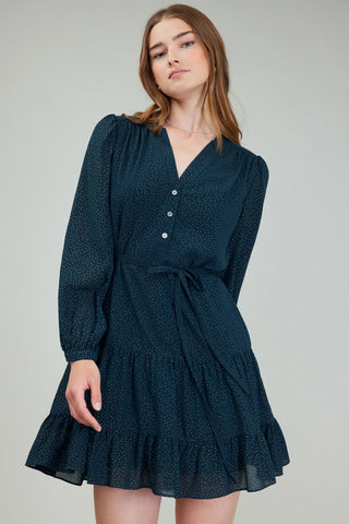 Ruffled Front Tiered Midi Dress