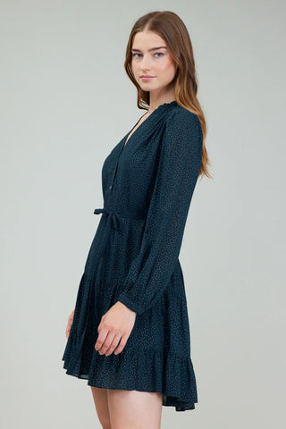 Ruffled Front Tiered Midi Dress