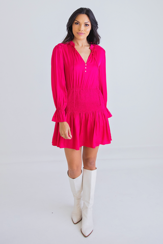 L/S Smocked Waist Dress