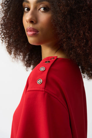 Woven Short Sleeve Straight Dress- Radiant Red