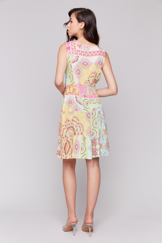 Printed V-Neck Dress with Tiers