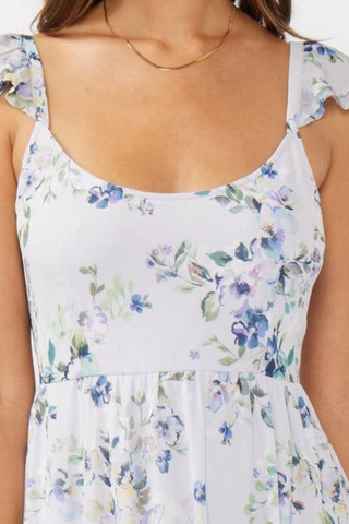 Floral Textured Open Back Tie Maxi Dress