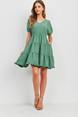 Tiered Green Dusty Dress