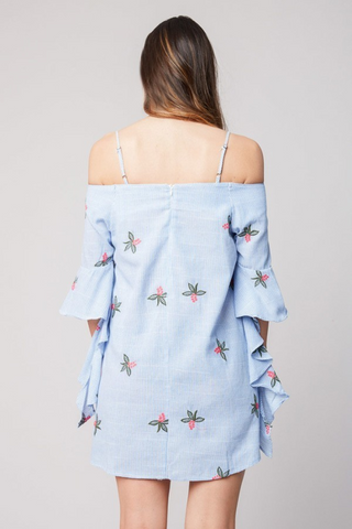 Ruffles Floral Embroidered Dress