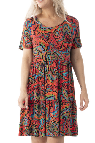 70's Style Multi Print Dress
