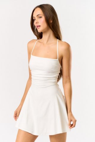 Halter Neck Lace Up Back Dress
