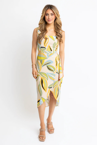 S/L Wrap Front Midi Dress